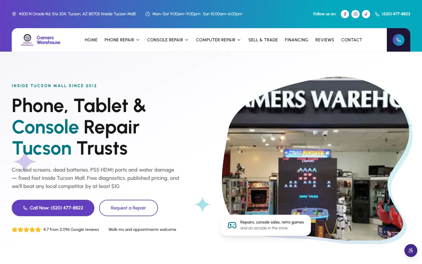 Gamers Warehouse homepage after the rebuild, desktop view